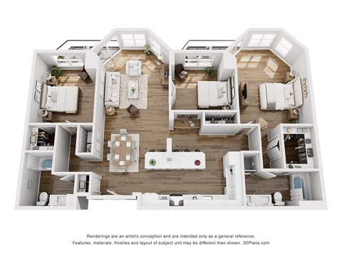 Floor plan for 3 beds, 2 baths, 1755 sqft